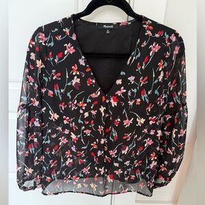 Floral V-Neck Chiffon Blouse